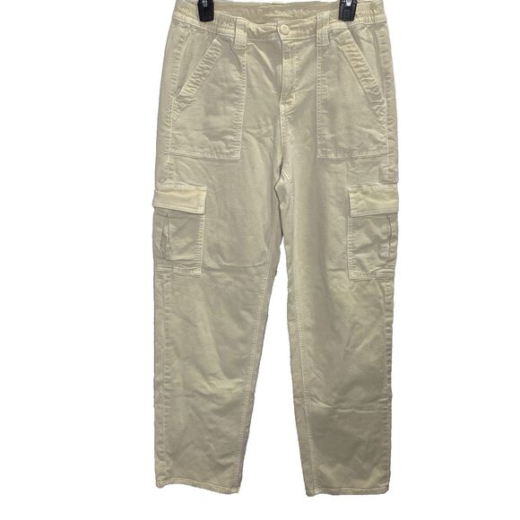 AMERICAN EAGLE Cargo Pants Stretch Straight Leg Twill Y2K 90s Womens 10 Beige - Picture 1 of 13
